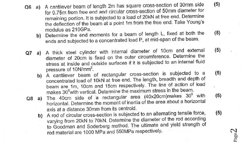 mechanics b.tech questions