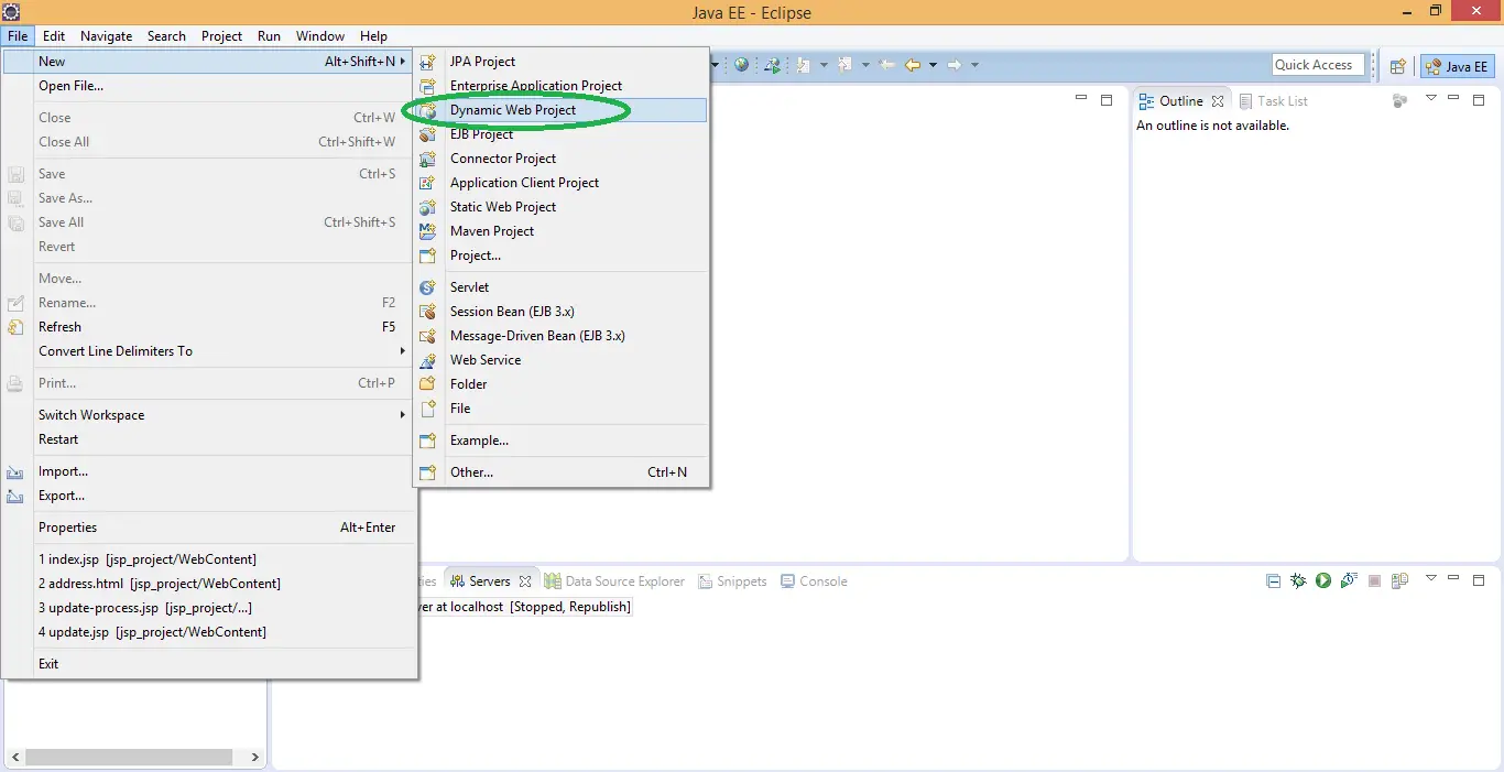 how to create a dynamic web page in eclipse